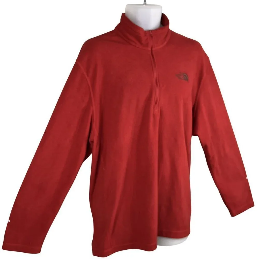 The North Face Men XXL Rage Red 1/4 Zip Pullover Fleece Pullover Sweater Stretch